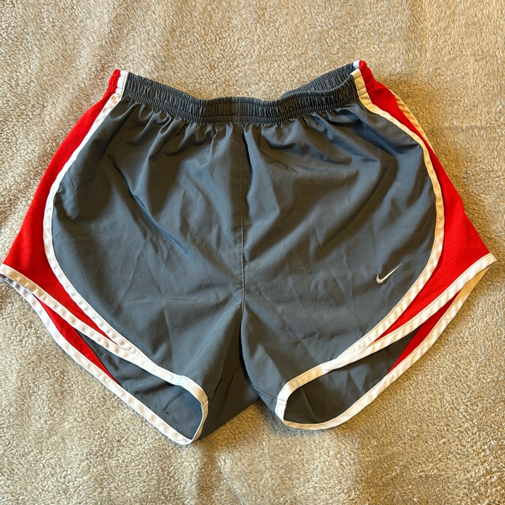 Grey and Red Nike Dri-Fit Shorts